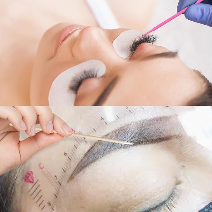 Micro Applicator Brushes & Microblading Cotton Swabs - Precision Beauty Supplies for Eyelash Extensions, Permanent Makeup, Brow Lamination, Lash Serum Applications