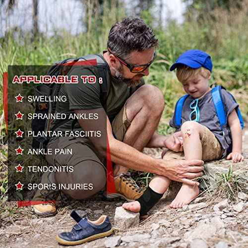 Honoson 2 Pcs Ankle Brace Kid Breathable Neoprene Ankle Support Compression Sleeve Achilles Tendonitis Relief Elastic Foot Brace with Adjustable Wrap for Sprained Plantar Fasciitis(Black,S)
