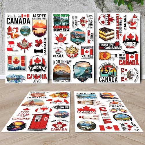 Canada Travel Stickers 50 Pieces Vinyl Waterproof Decal for Laptop Water Bottle Phone Car Window Bike Motorcycle Stakeboard Scrapbook Canadian Vacation Sticker Gifts