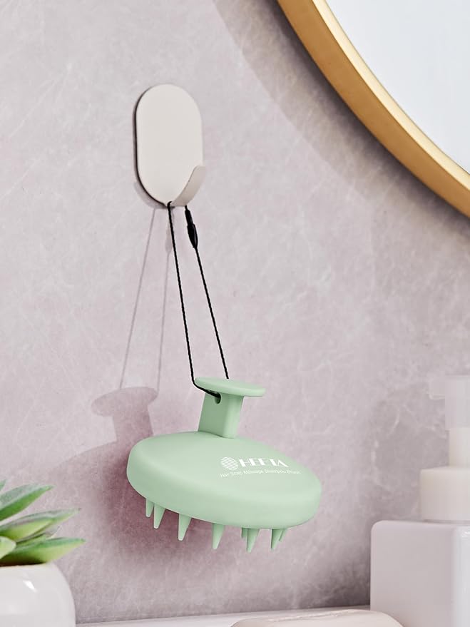 HEETA Scalp Massager Hair Growth, Scalp Scrubber with Soft Bristles, Integrated Silicone Design, Exfoliator for Dandruff Removal & Relaxation, Shampoo Brush Fit Wet/Dry Hair Use, Dark Green