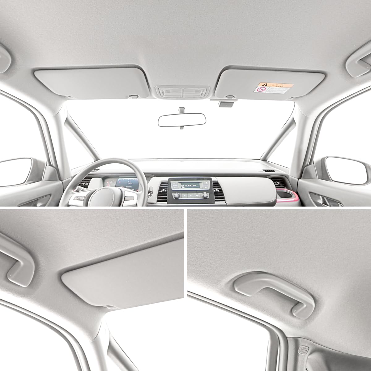 Hiksuky Suede Auto Headliner Fabric 36" L × 60" W with Foam Backing - Grey Interior Replacement Material for Car/Truck/SUV/RV Roof, Tube Packaging - Home Repair/DIY Headliner Material