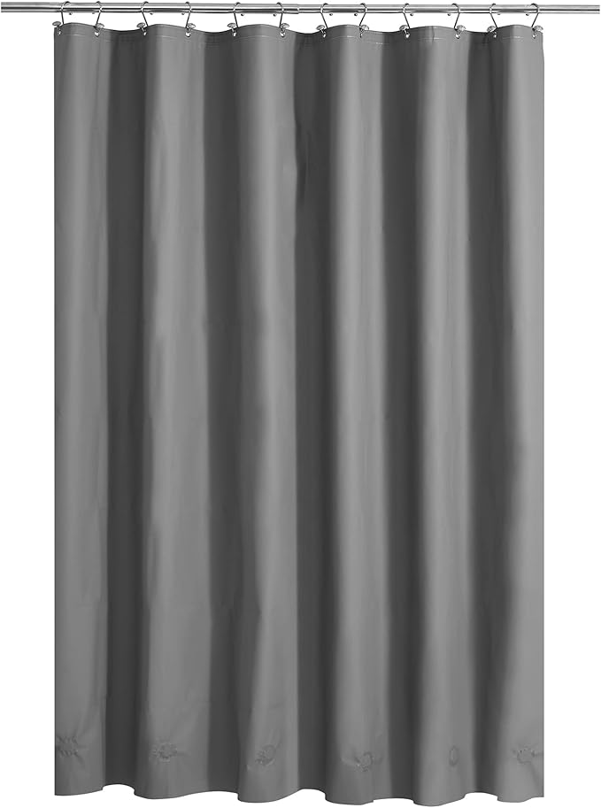 Barossa Design Gray Shower Curtain Liner with 6 Magnets - Heavy Duty Waterproof PEVA Shower Liner for Bathroom, 72" x 72" Standard Size, Metal Grommets - Dark Gray, 72x72