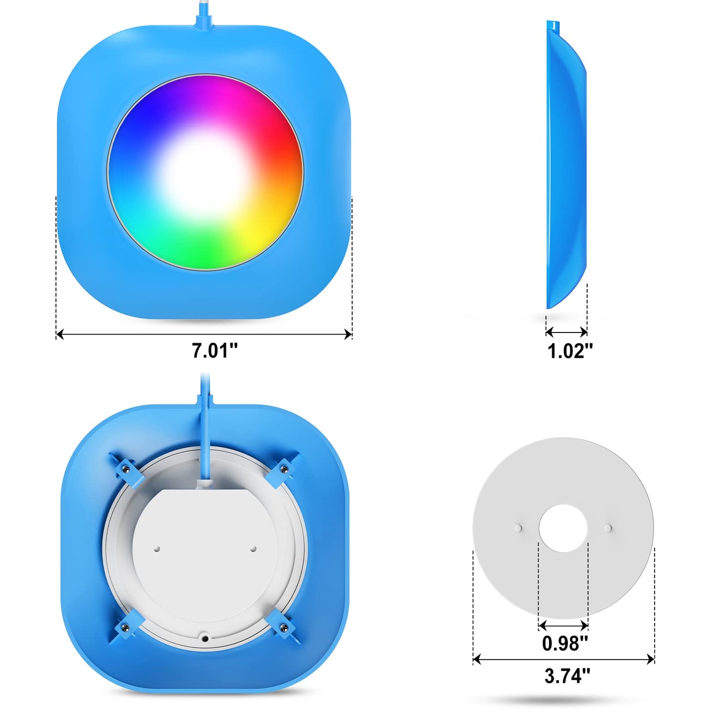 LyLmLe LED Pool Lights for Aboveground Pool, 50W 2 in 1 Double Lights for Giant Pool, Magnetic Underwater Lighting with Timer, 2000lm Dimmable,2x25W IP68 Waterproof Underwater Light for IngroundPool