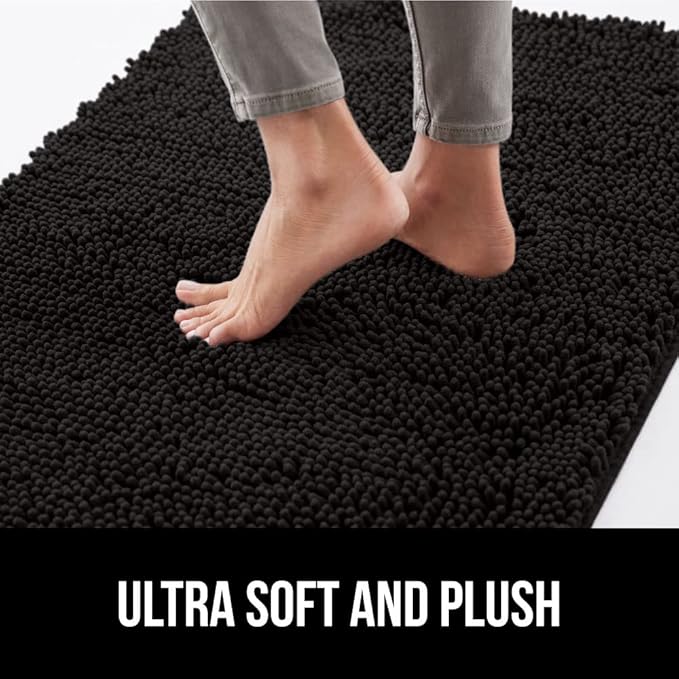 GORILLA GRIP SoakSTOPPER Dog Door Mat, 60x36 Machine Washable Rug Absorbent Doormat Captures Moisture Mud Dirt, Quick Dry Soft Chenille Entryway Rugs Indoor Entrance Mats for Dog Paws, Black