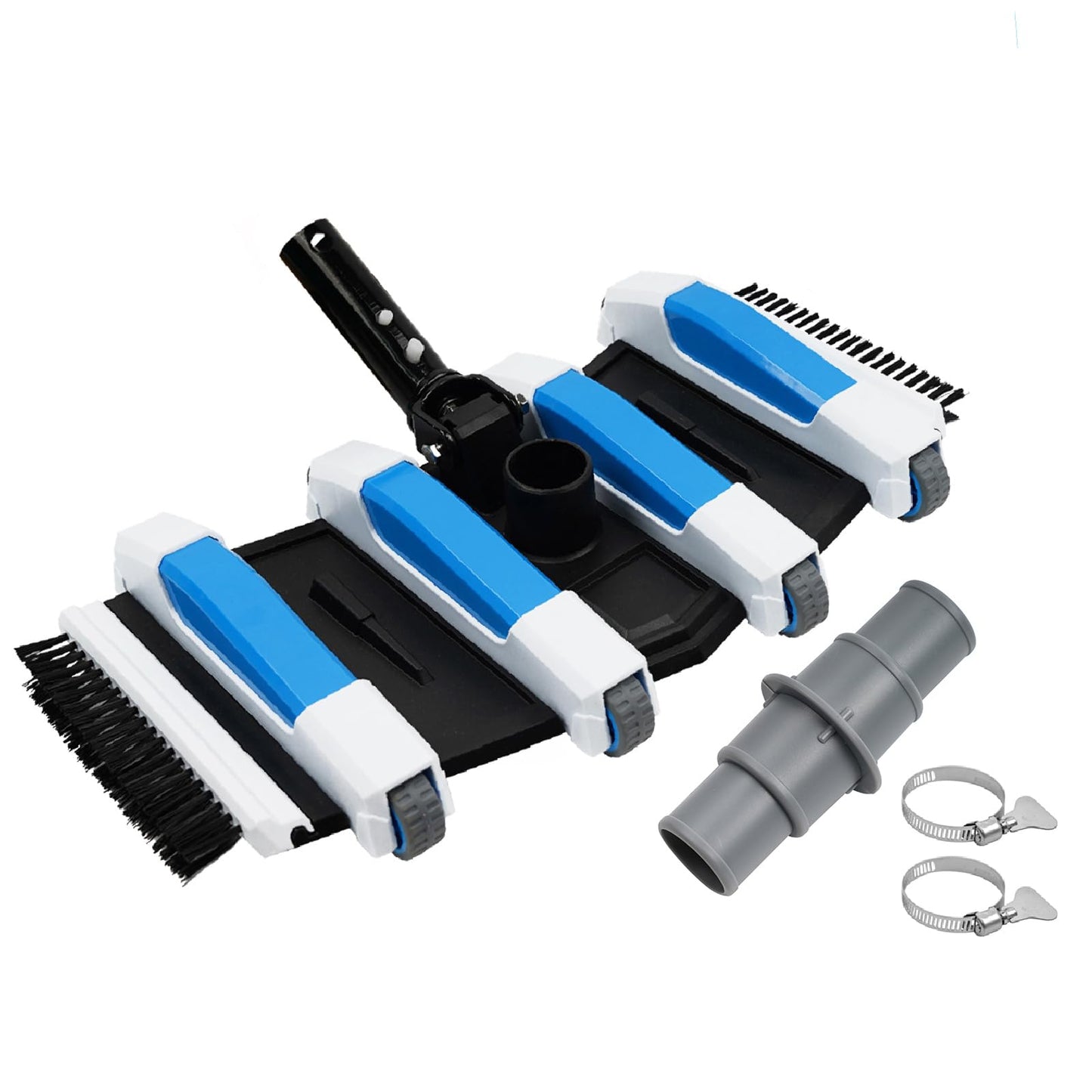 TidyMister 4LB Professional Pool Vacuum Heads with Hose Adapter Connector 1-1/4" or 1-1/2" Set-Commercial-Grade Vac Head & Swivel Handle,Wheels for Vinyl Liner,Inground & Above-Ground Pool