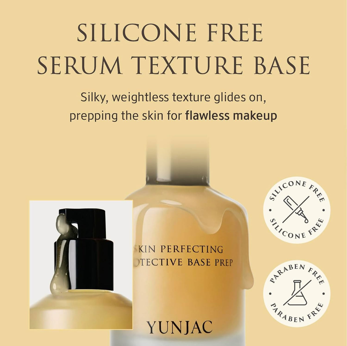 Base Prep (1.35 fl oz) – Grip Primer, Silicone-Free Makeup Base, Serum Texture for Radiant Skin Finish, Long-Lasting Makeup, with Rice Ferment, Ceramide, Niacinamide, Squalane