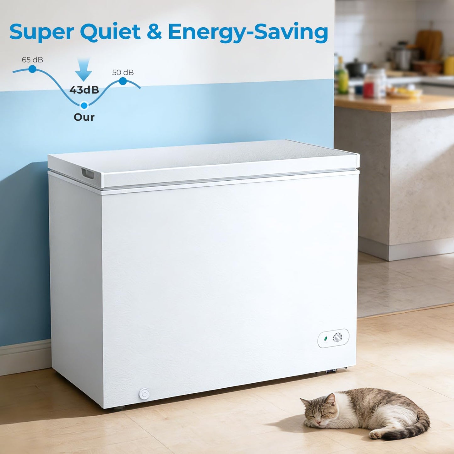 Antarctic Star Chest Freezer 5.0 Cubic Feet Compact Freezer with 3 Removable Baskets, Free Standing Top Open Door Deep Freezer, 7-Level Adjustable Temperature, White
