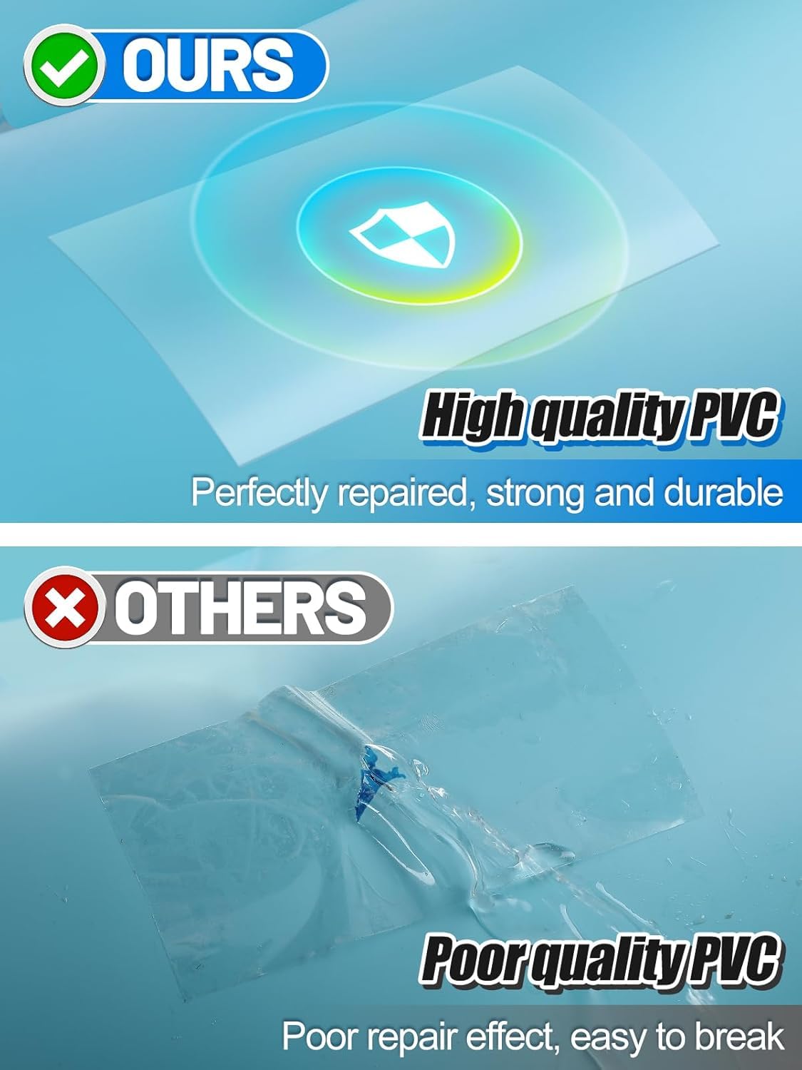 Aulock 2.8ft x 2ft Large Clear Pool Liner Repair Patch - Self-Adhesive Vinyl Patch Kit for In-Ground or Above Ground Pools Inflatable Swimming Pools, Clear