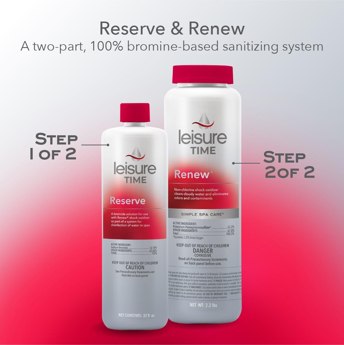 Leisure Time Spa 45300A Reserve Sanitizer for Spas and Hot Tubs, Ensure Safe and Clean Water with Powerful and Long-Lasting Sanitizer, 1 Qt