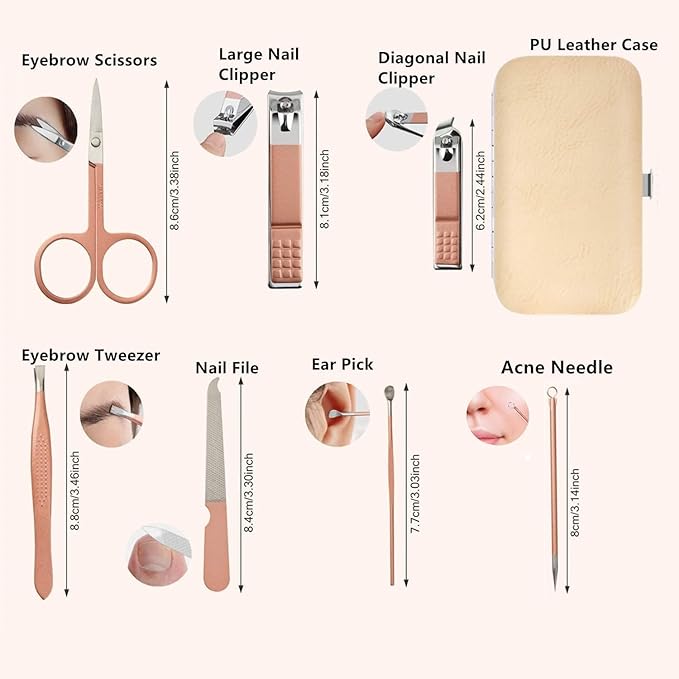 Manicure Set Women Men Nail Clipper Set Stainless Steel Toe Finger Nail Clippers Personal Care Tool with Case Travel Manicure Tool Nail Care Set Women Men Nail Grooming Kit Gifts for Mother Wife