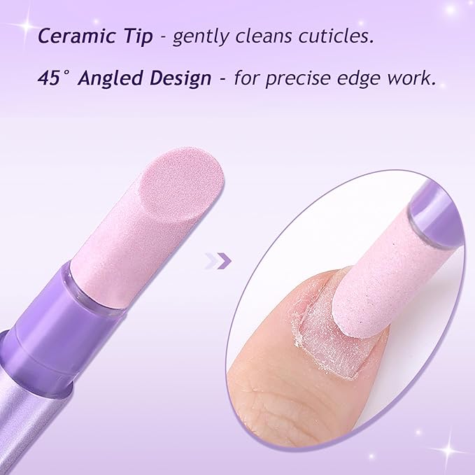 5PCS Cuticle Oil Pusher Pen Set, 2-in-1 Ceramic Cuticle Pushers with Oil for Nail Repair, Hangnail & Dry Cuticle Removal, Nail Care Pens for Manicure & Pedicure, Professional Salon Tools