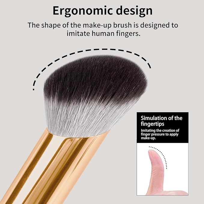 MAANGE 5 PCS Foundation Makeup Brush Set Double-ended Kabuki Mask Contour Brush for Liquid Powder Concealer Cream Cosmetics Blending Makeup Brushes (Gold)