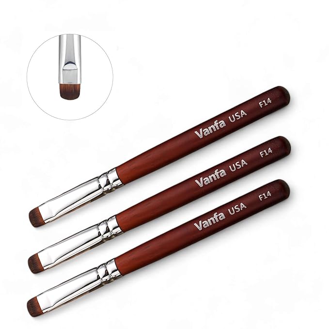 Vanfa French Brush for Nails, Clean up brush for Gel Nail Polish (F14 - Pack of 3)