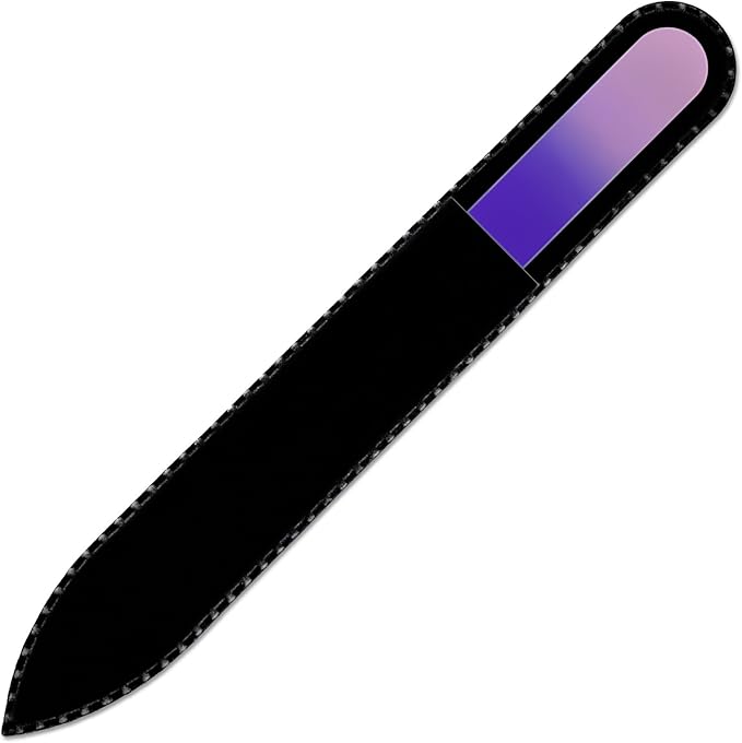 Mont Bleu Rainbow Crystal Nail File in Black Pouch - Czech Tempered Glass - Handmade in Bohemia (Czech Republic)