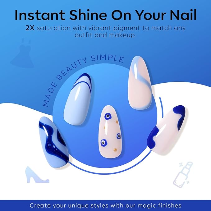modelones Blue Gel Nail Polish Set 6 Colors, 2026 Spring Pastel Royal Navy Sky Icy Klein Blue Glitter Gel Polish Kit Light to Dark Shades Soak Off All Seaones Nail Art Gel Salon DIY Manicure Gift