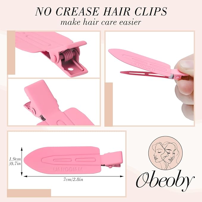 obeoby 12 Pcs No Bend No Crease Hair Clips, Hair Clips Barrettes for Styling for Woman Girl Makeup Accessories