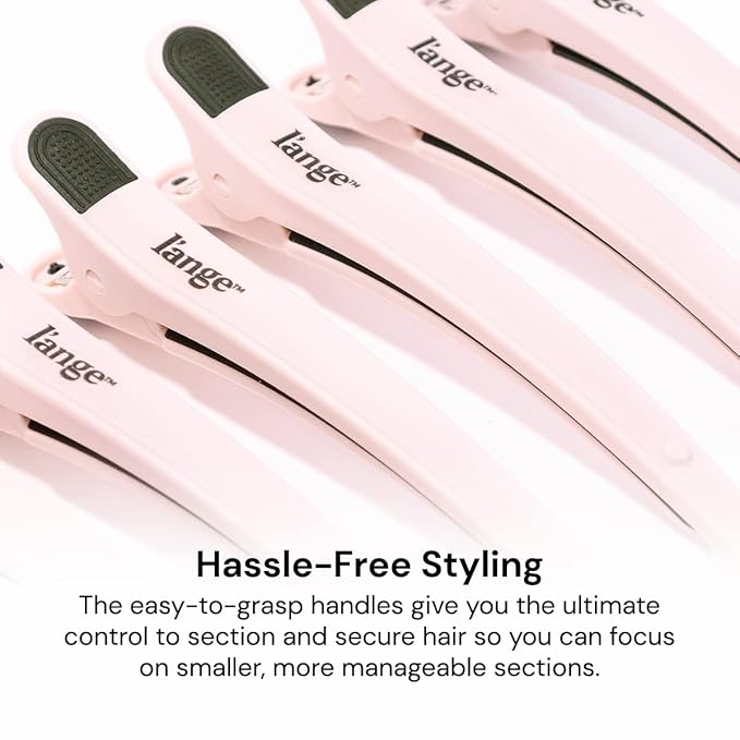 L'ANGE HAIR Rubber Sectioning Hair Clips | Narrow-Tipped Design | For Parting & Sectioning Hair | Easy Grip Handles | Professional Styling Results | 6-Pack (Blush)