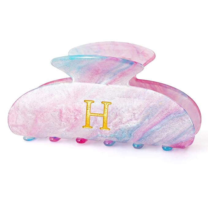 Personalized Cute Hair Clips Initial Claw for Girl Girlfriend Wife Teacher Mom Her 16th 17th 18th Birthday Gifts - Lavender,H
