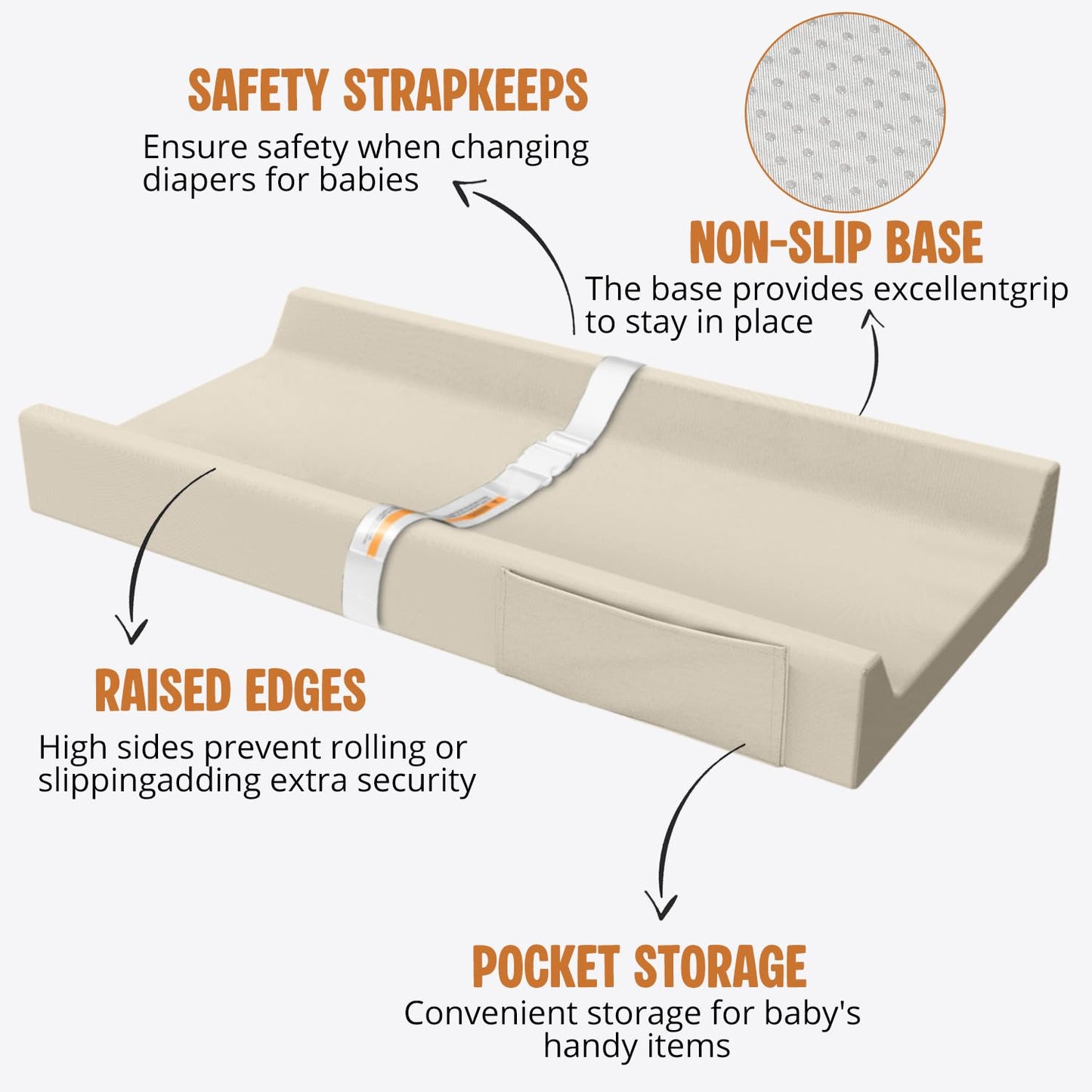 JVEOO Vegan Leather Baby Changing Pad, Waterproof & Wipeable Soft Diaper Changing Mat 32“ x 16.6" Comfortable Infant Changing Station for Dresser & Table