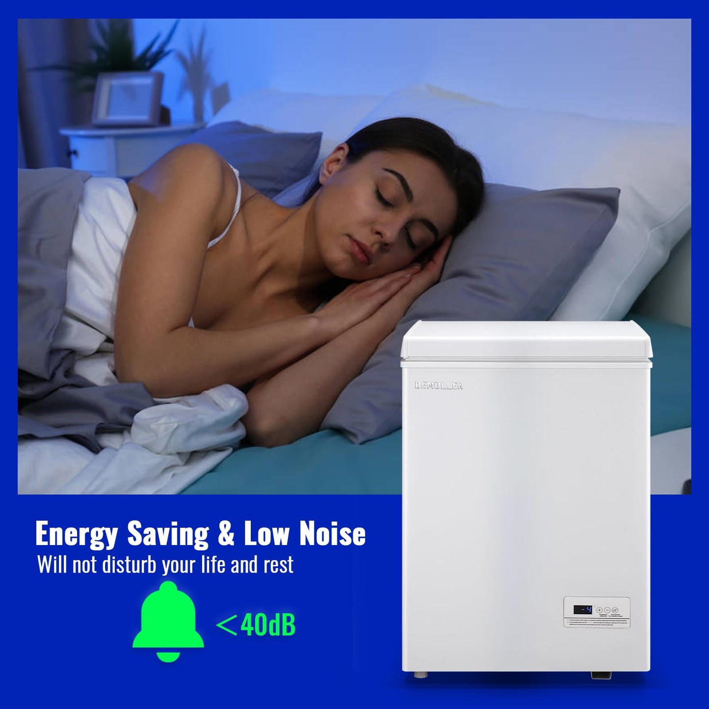 DEMULLER 3.5 Cu.ft Chest Freezer with Electronic Panel, Accurate Temperature Display to 1 ℉, White Deep Freezing Machine with 2 Removable Baskets, Compact Size for Any Space