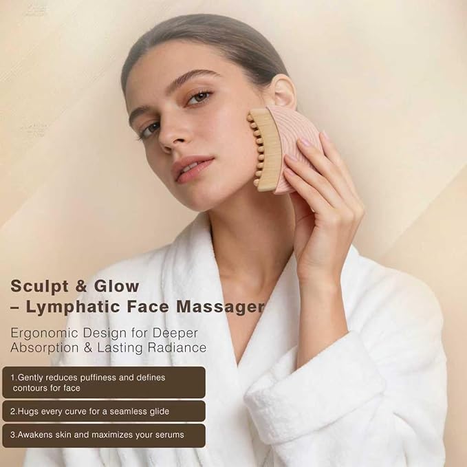 2PCS Lymphatic Contour Face Brush,Lymphatic Drainage for Face Sculpting, Anti-Puffiness & Skin Tightening, Gentle Lifting for All Skin Types, Contour Brush for Jawline Definition