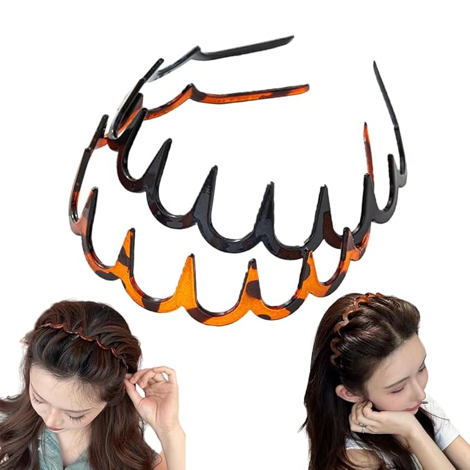 Fashion Wide Zig Zag Headbands for Women and Men - Plastic Wavy Hair Band with Teeth Comb - Classic 90s Hair Accessories for Face Washing Skin Care Makeup Hair Holder Everyday Use