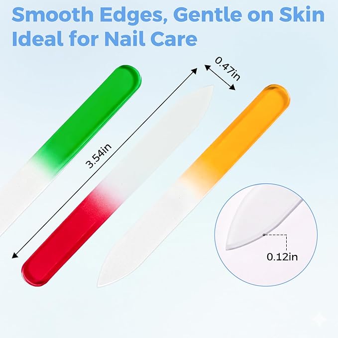SIUSIO 30 Pack Professional Czech Crystal Glass Nail Files Buffer Manicure Tools Kit Set Gradient Rainbow Color for Nail polishing - The Best Emory Boards for Fingernail & Toenail Care (SIX Color)