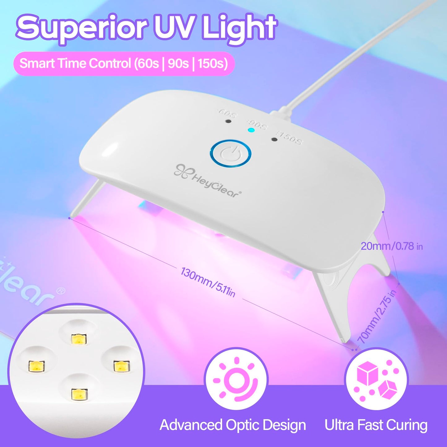 HeyClear UV Resin Kit 200g with UV Light, Molds and Casting Tools -Super Clear, Hard, Low Odor, Premixed and Fast Curing UV Glue for Coating, Jewelry Making, DIY Craft Decorations