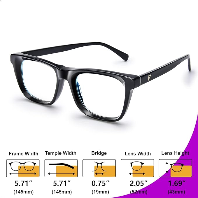 VISOONE Square Blue Light Blocking Glasses TR90 Clear Lens for Women Men BONA