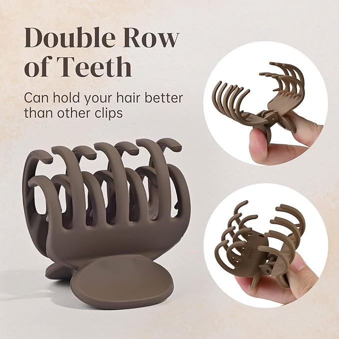 Flat Hair Clip 5 pcs Lay Down Claw Clips Hair Accessories for Women -Brown (Mix & Match Series)