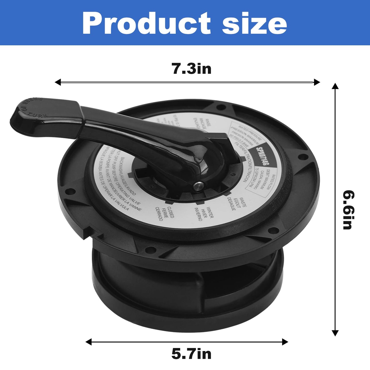 IHOUMEX SPX0714BA Key Cover and Handle Assembly Replacement Fits Hayward Vari-flo XL Valve SP0714T SP0714A SP0714C SP0714G11 SPX714BS 601665, Black Pool Filter Valve Part