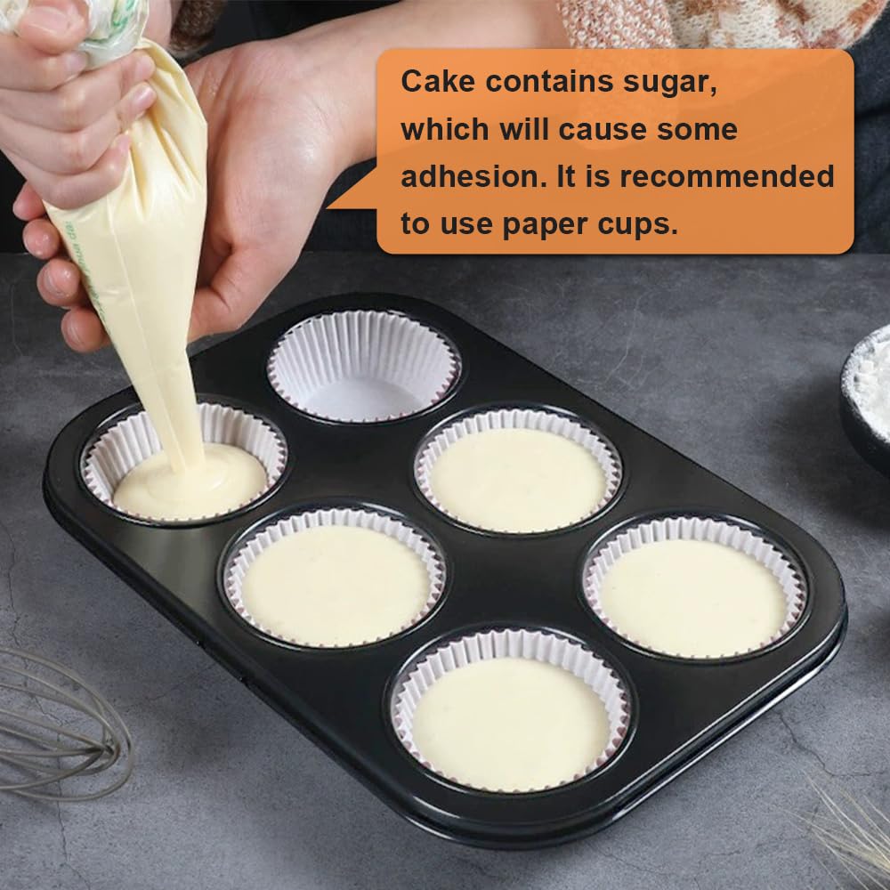 ASBAYSON 6 Packs Premium Steel Muffin Pan for Baking, Round Muffin Baking Pan, Baking Tray for Muffins, Cupcakes, Brownie(Black