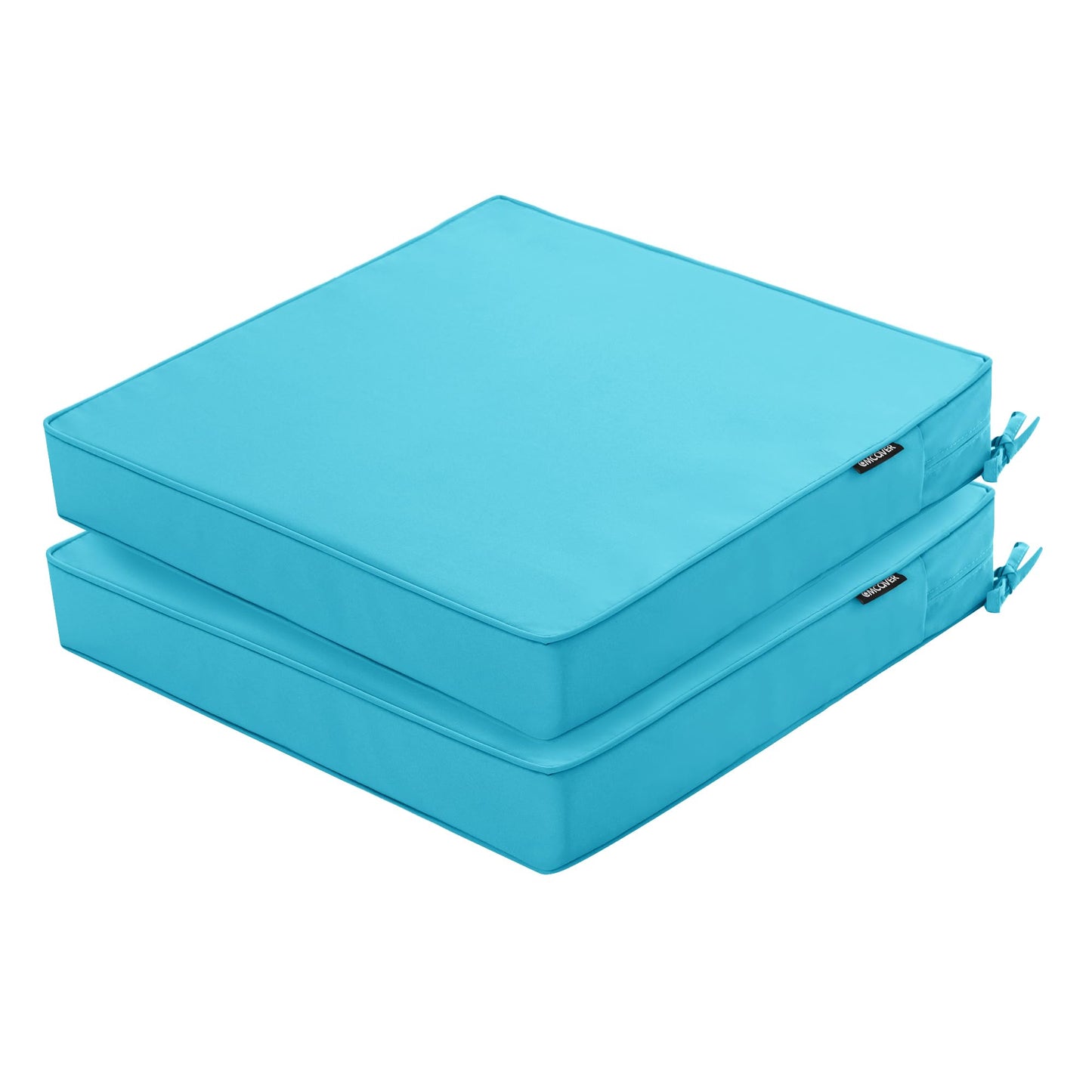 Comcaver 4 Pack Outdoor Chair Cushions 19 x 19 Inch Water Resistant Patio Chair Cushions with Tie 3 Year Color Fastness Thick Outdoor Seat Cushion for Garden Lawn Patio Furniture Teal