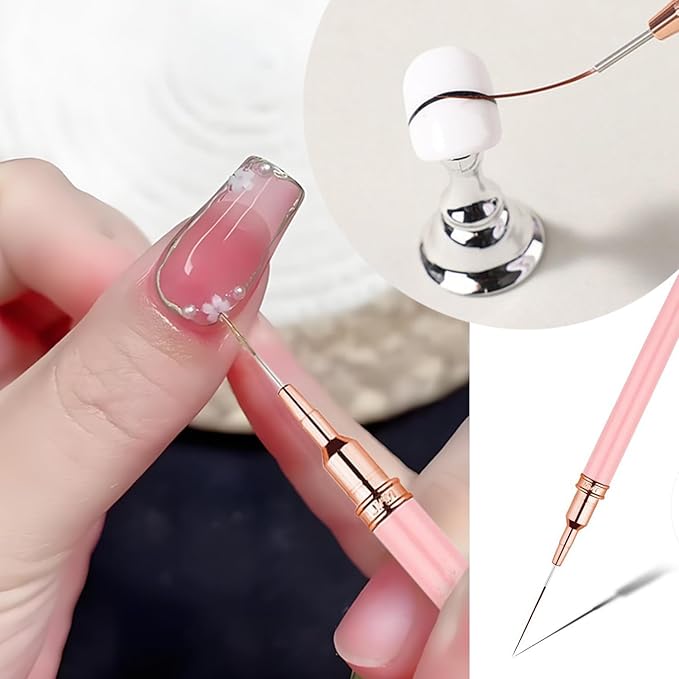 Nail Art Brushes 5Pcs Nail Liner Brushes for Nails, 5-25mm Ultra Thin Set for Clean French Tips & Geometric Lines Soft-Tip Liner Set for Long Lines, Details, Fine Drawing