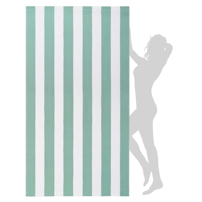 WILFA Extra Large Beach Towel - Oversized Mircofiber 40 x 70 inches, XL Striped Lightweight Pool Towel, Big Cabana Swim Travel Towel for Adults Mens Women,Teal