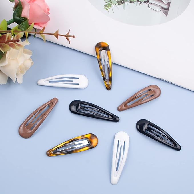 40pcs Hair Clips Set for Women & Girls, 2 Inch Non-Slip Metal Barrettes for Thick or Thin Hair, Reusable Classic Clips in Black, Brown, White, and Tortoise