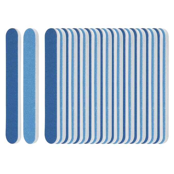 ForPro Professional Collection Mini Foam Board, Double-Sided Nail File, 220/320 Grit, 3.5” L x .5” W, Blue, 50-Count