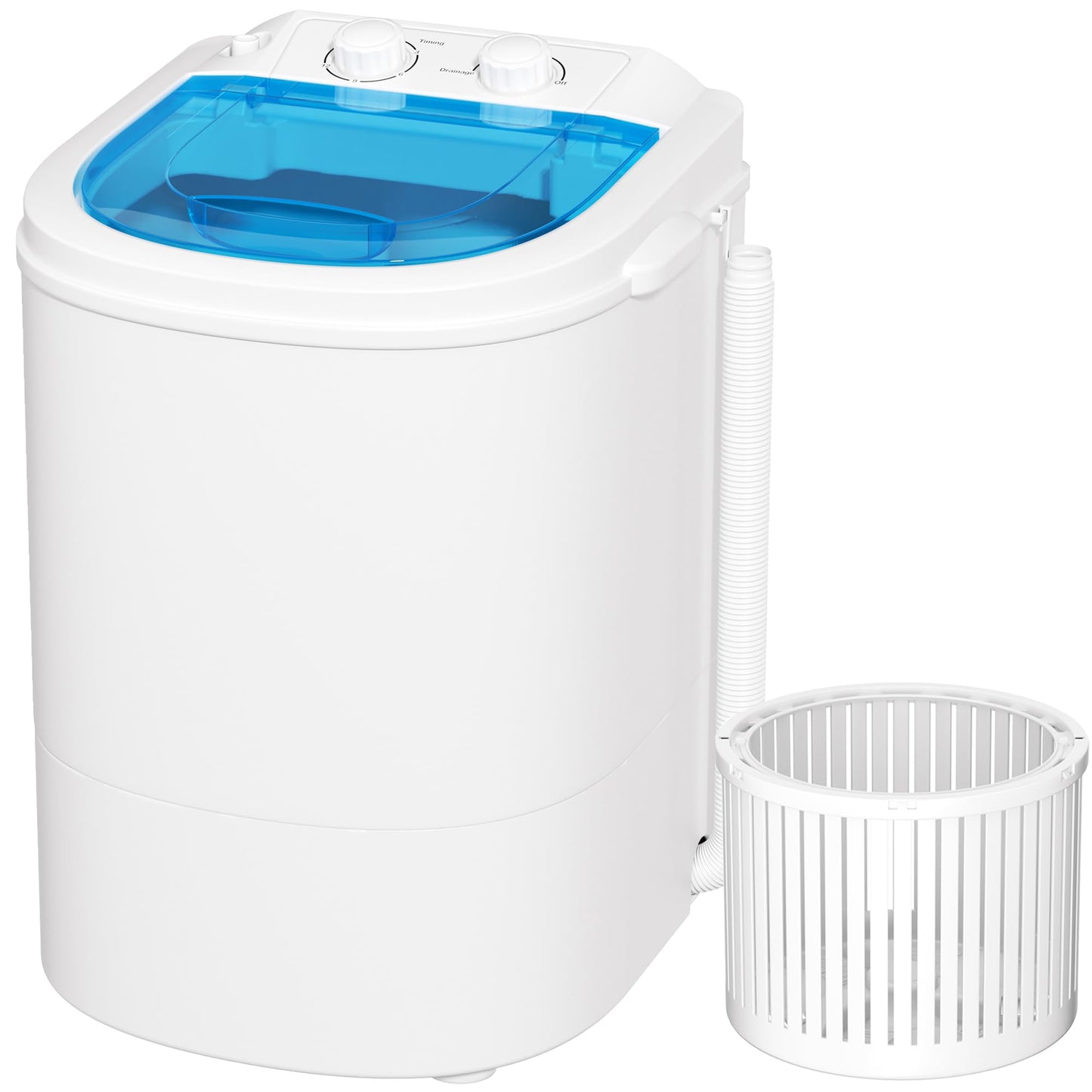 Greenvelly Portable Washing Machine, 6.6lbs Single Tub Small Laundry Washer with Spin Basket, Semi-automatic Washer Machine for Apartment, Dorms, RV, Home (Grey White)