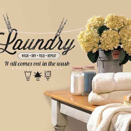 RoomMates RMK2743SCS Laundry Quote Peel and Stick Wall Decals , Black
