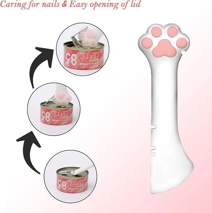 Sheldamy Silicone Pet Food Spoon, Cat Food Can Opener Paw, Wet or Dry Food Short Spoon for Cat Dog With Mini Spatula