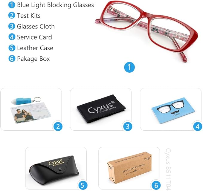Cyxus Semi Rim Blue Light Glasses for Men Women TR90 Metal Frame UV Blocking Computer Glasses Clear Lens Square Eyewear