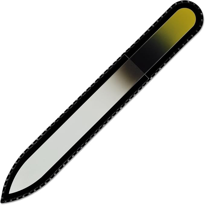 Mont Bleu Rainbow Crystal Nail File in Black Pouch - Czech Tempered Glass - Handmade in Bohemia (Czech Republic)
