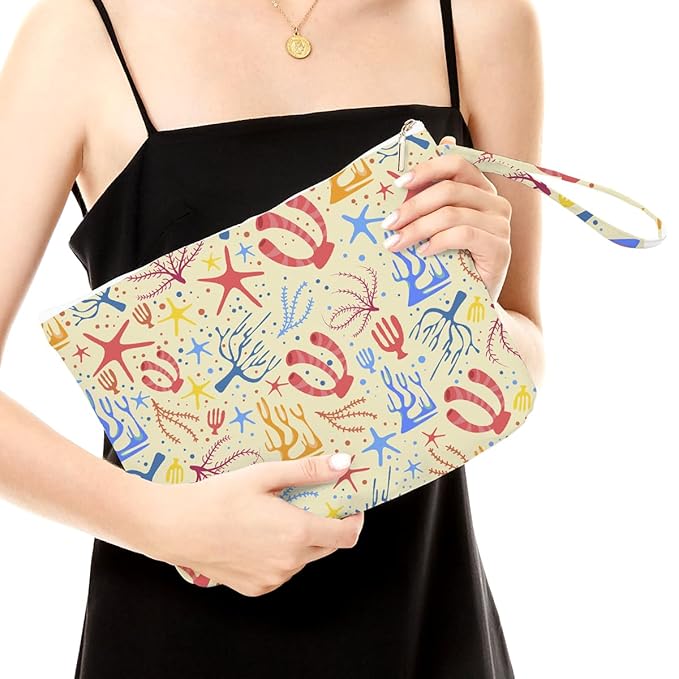 Fokongna Wet Bag, Small Portable Waterproof Multi-Functional Organizer for Women, Ideal for Daily, Beach & Travel，Vintage Cream Nautical Elements