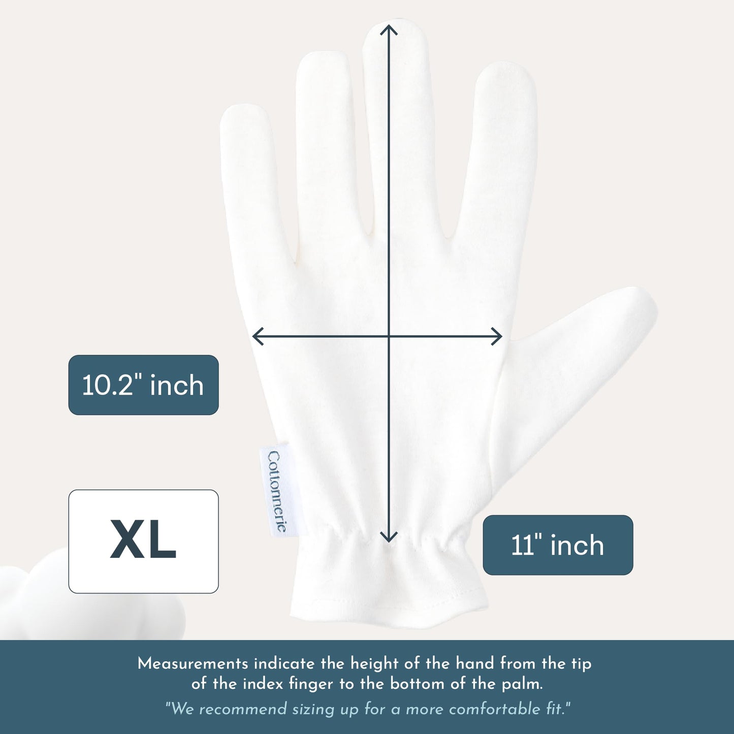 4 Pairs Cottonnerie Original Cotton Gloves for Dry Hands Sleeping, Moisturizing Gloves Overnight, Hand Moisturizer Gloves, Moisture Gloves for Dry Hands Overnight, Sleeping Gloves, X-Large