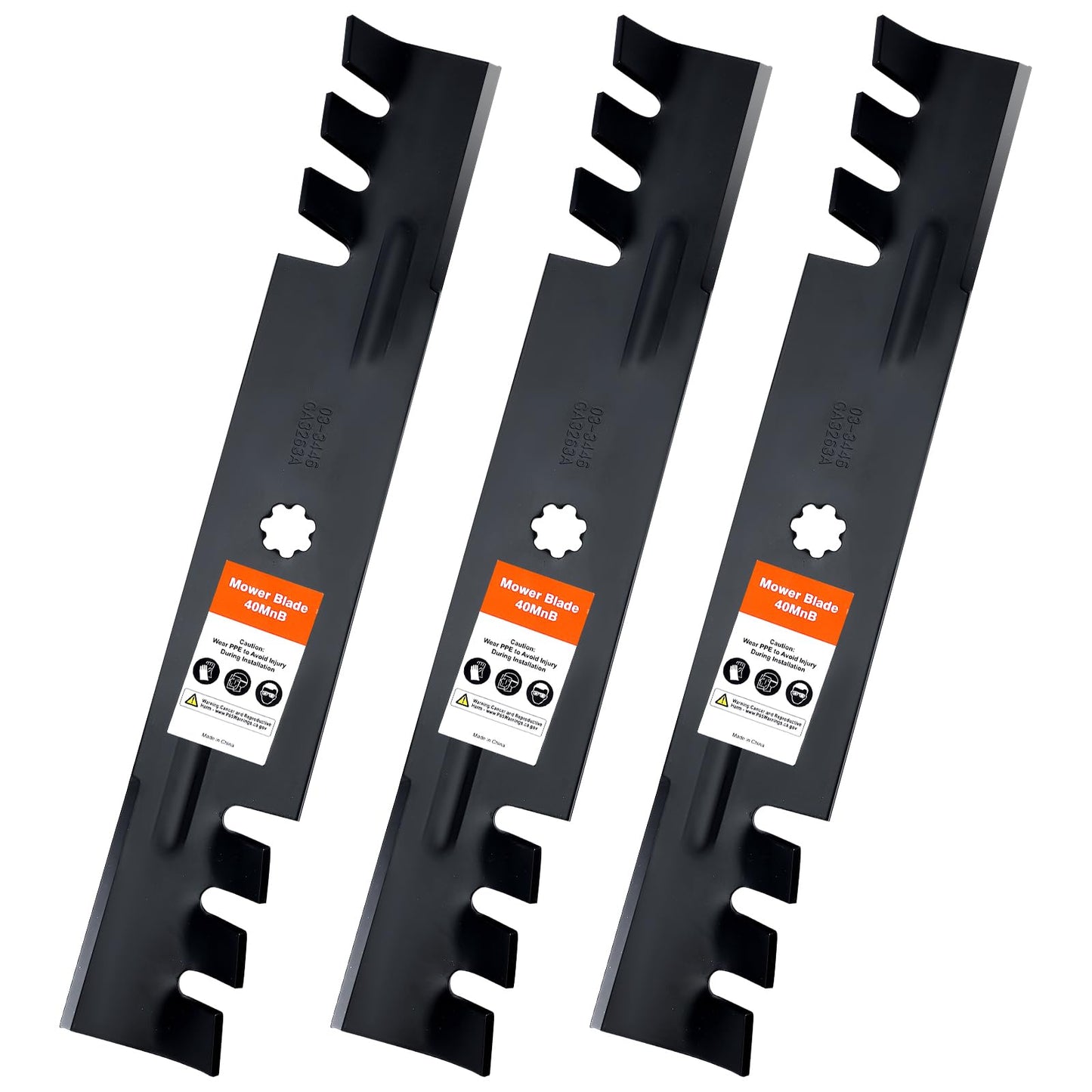 Grasscool D140 Blades for GY20852 E140 LA145 D160 S170 E170 E160 Z355e D155 Z255 LA130 Deck Lawn Mower(Toothed Mulching)