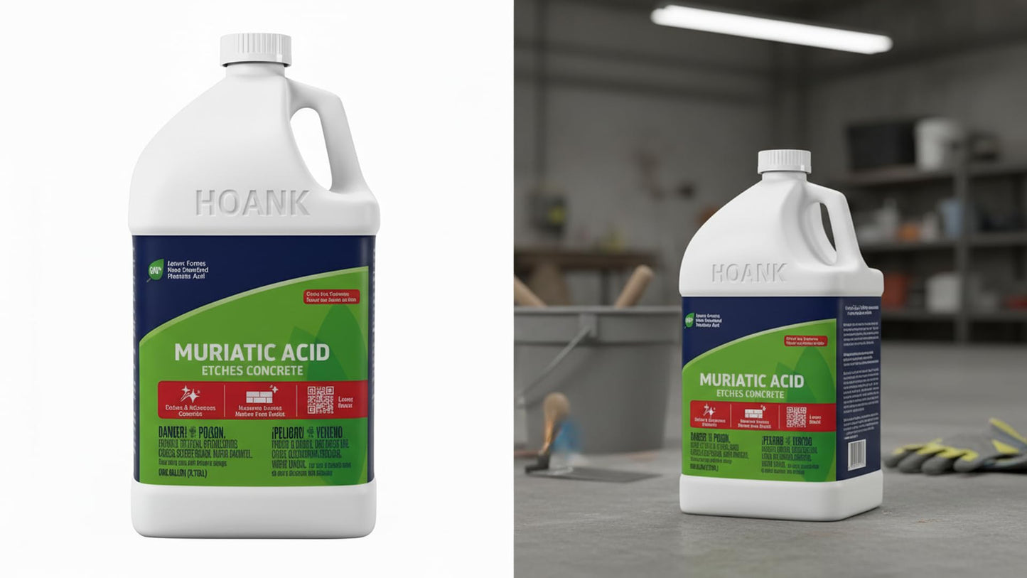 (4 Gallons) - Muriatic Acid for Swimming Pools & Spas, Removes Mortar from Bricks - 90% Low-Fume pH Stabilizer & Cleaner for Concrete & Masonry Surfaces, Clears Rust & Scale Build-Up - Ready to Use
