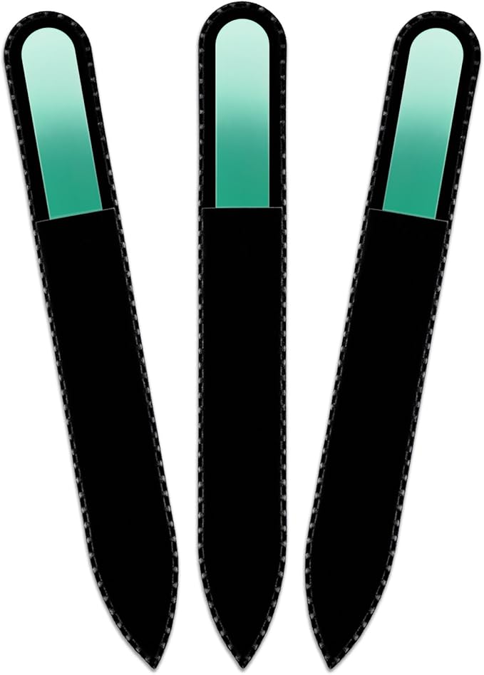 Mont Bleu Rainbow Glass Nail File in Black Pouch - Czech Tempered Glass - Handmade in Bohemia-Czech Republic - Best Nail File for Women