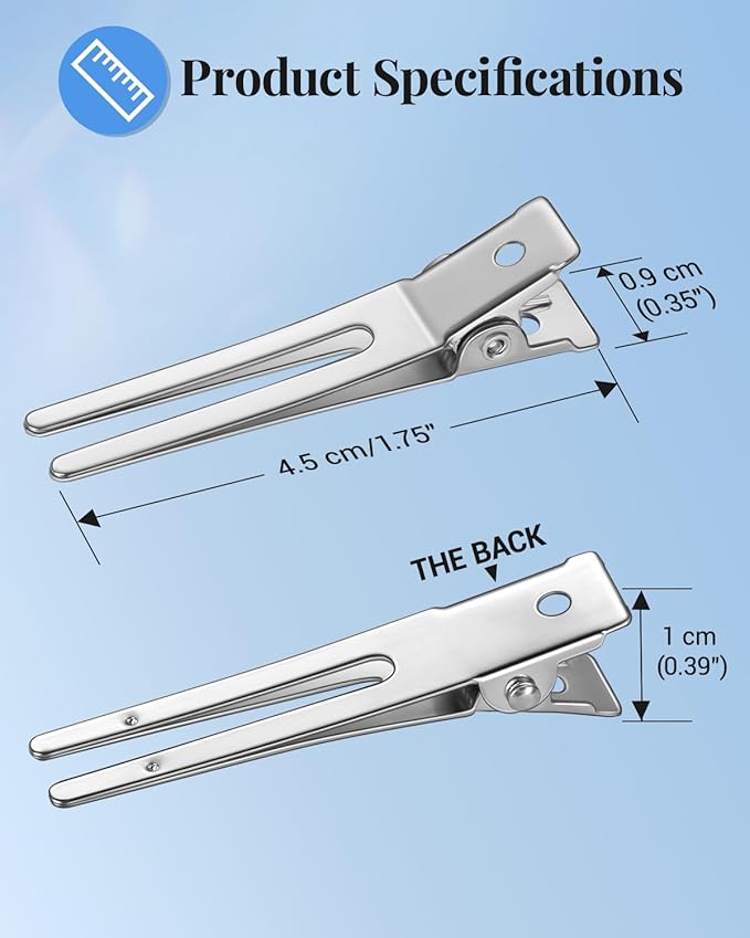 50Pcs Metal Hair Styling Clips, IKOCO No Crease Double Prong Hair Clips with 3 Parting Comb for Styling and Coloring