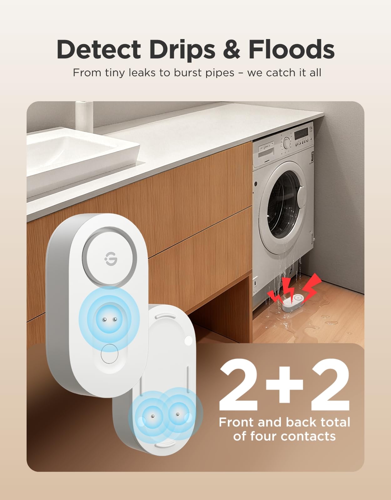 GoveeLife Upgraded Smart Water Leak Detector 1s with 1804 ft Ultra-Long Range, WiFi Water Sensor with SMS/Email/APP Push and Sound Alarm,5-Year Battery Life, 5 Pack, Suit for Home, Basement, Kitchen
