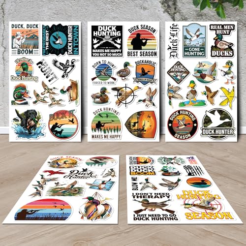 Duck Hunting Stickers 50 Pieces Vinyl Waterproof Decal for Laptop Water Bottle Phone Car Window Bike Motorcycle Stakeboard Scrapbook Ducks Hunt Sticker Gifts
